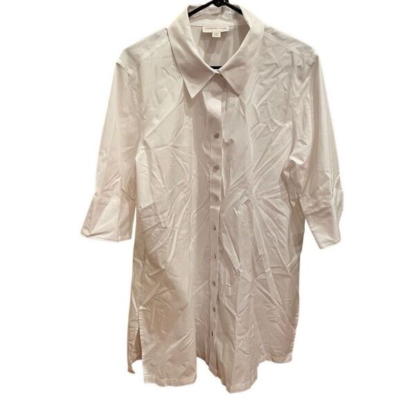 Coldwater Creek Womens Wandering Vines Blouse 2X Button Up Modest Tunic Normcore - Picture 1 of 8